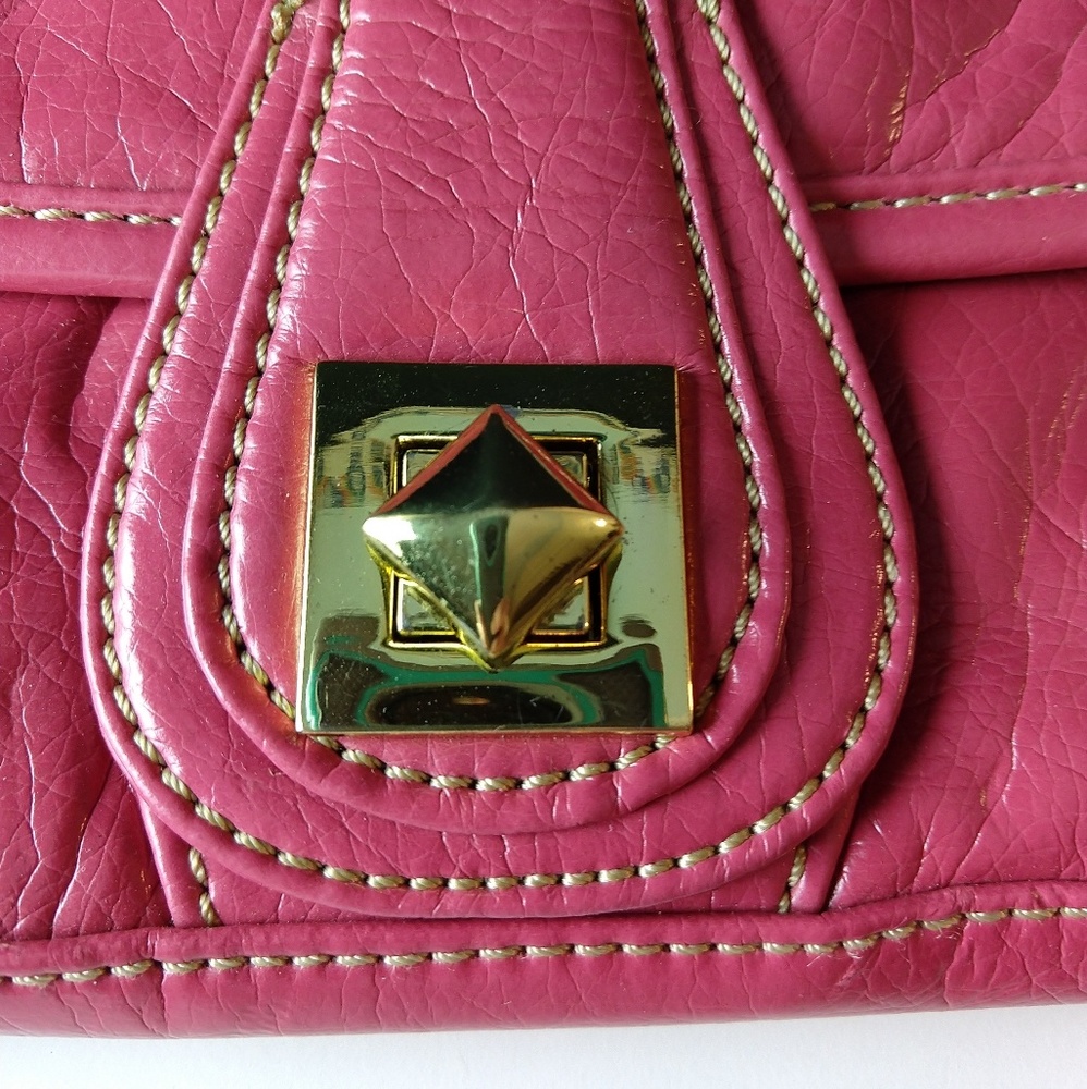 Faux leather Clutch, coral/dark salmon color - Picture 3 of 7